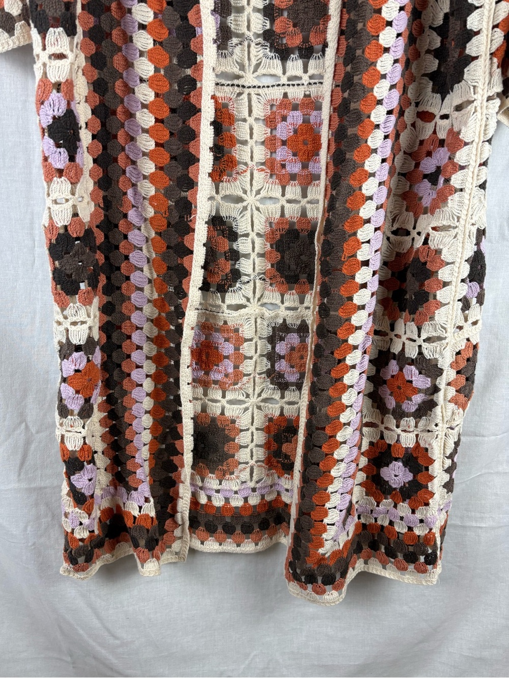 Three Bird Nest Soulful Wanderer Crochet Duster Brown Multi Cardigan - Picture 5 of 9